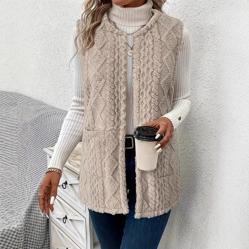 2025 New Cross-Border Women's Casual Vest Teddy Bear Jacket Women's Elegant Style Imitation Fur Jacket