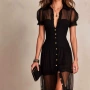 外贸蕾丝透视镂空连衣裙