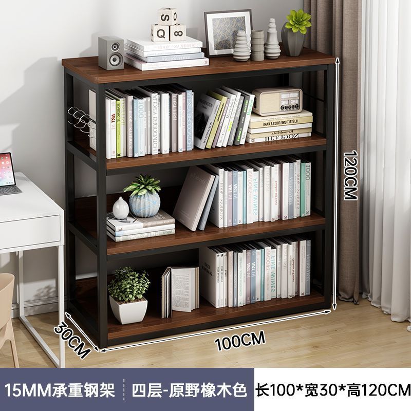 Estante de libros de piso integrado contra la pared hogar multicapa hierro forjado libro de dibujo estante de almacenamiento gabinete de oficina