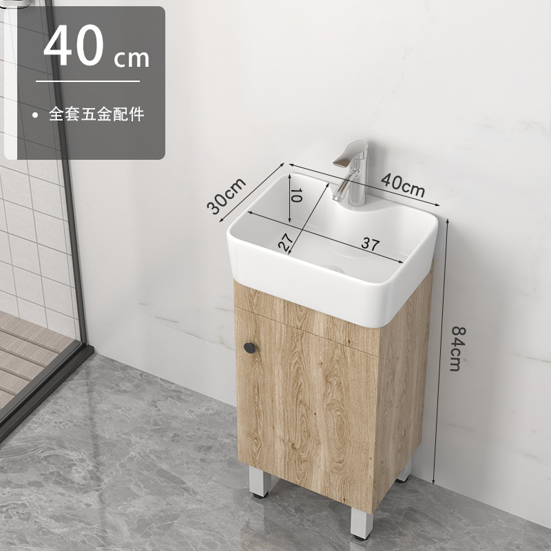 Madera maciza baño gabinete combinación pequeño apartamento simple baño lavado Mesa lavabo de cerámica integrado lavabo tipo gabinete piso