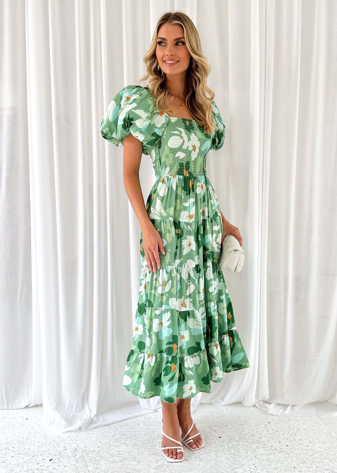 301g Weight Maxi Long Dress Dress Length Type Short Sleeve Sleeve Length Regular Dress Dresses Type Puff Sleeve Sleeve Type Polyester Fabric Type Mid Waist Waist Line Travel, Daily Occasion Boat Neck Neckline Regular Fit Fit Type Flower Pattern Summer, Spring Season Women's Gender Elegant, Classic Style Style Wholesale Women's Elegant Classic Style Flower Travel Daily Boat Neck Short Sleeve Regular Dress 32