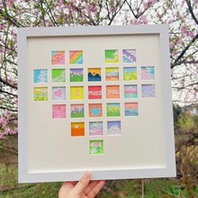 木质中空立体相框爱心宫格油画棒27孔装裱画框摆台挂画框厂家批发