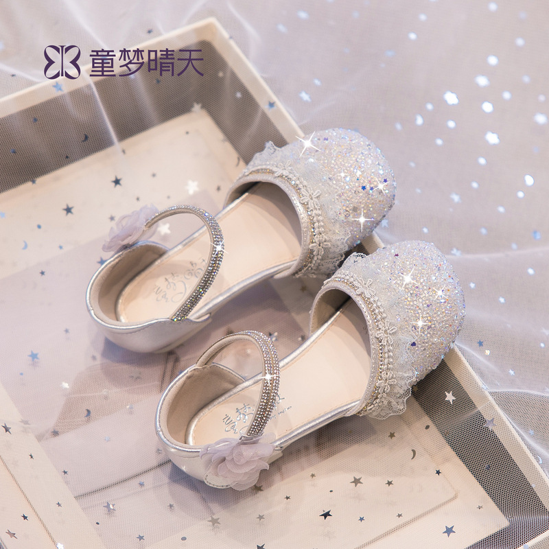 Size 26-37 Kidsren's Princess Crystal Shoes Kidsren's High Heels 2026 New Summer Beautiful Elsa Girls' Sandals