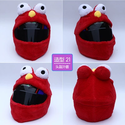 Cute Plush Helmet Cover | Motosiklet dəbilqələri - frog-red-without-helmet