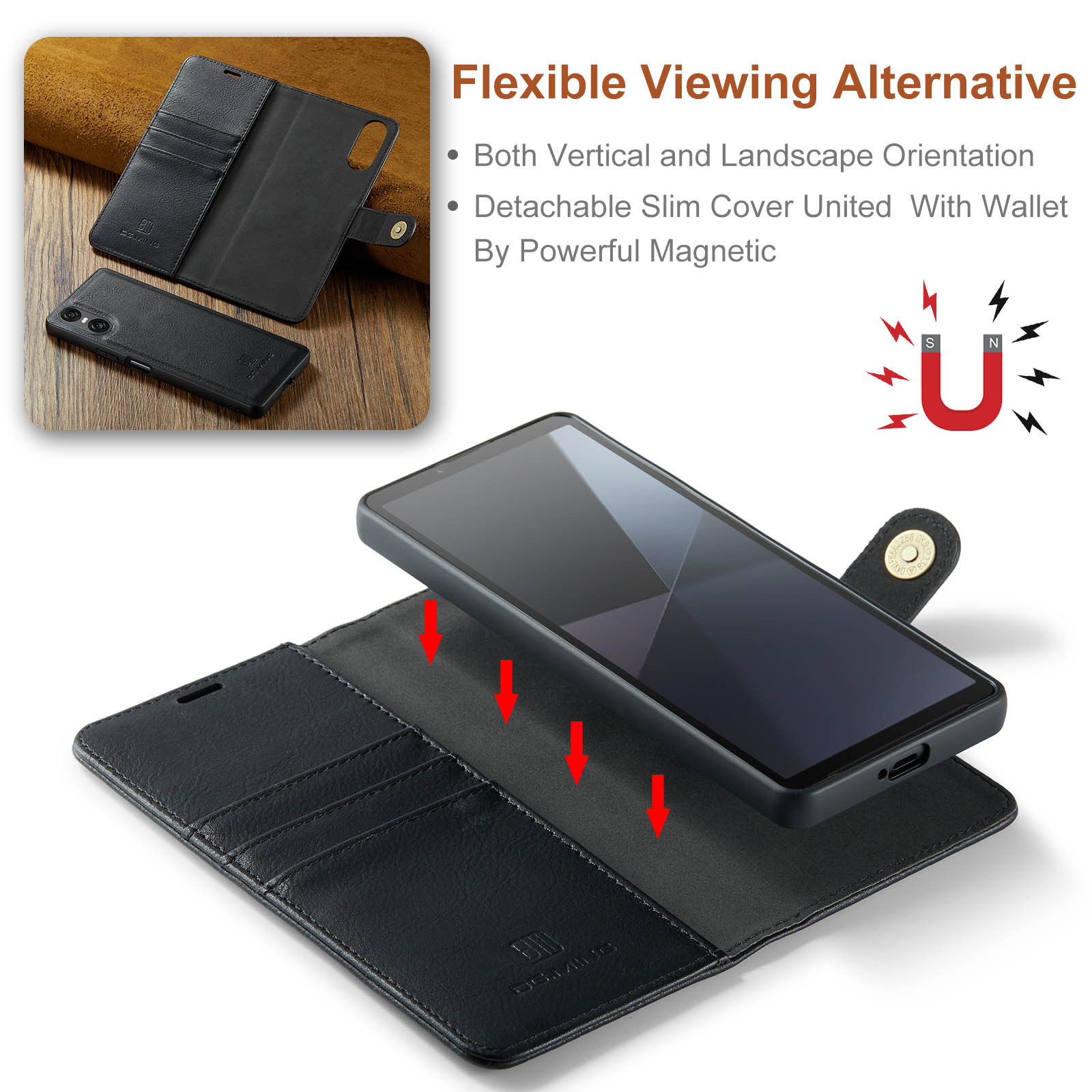 For Sony Xperia 10 VI Mobile Phone Case Xperia 1 VI 2-in -1 Split Leather Case 2024_voghion.com