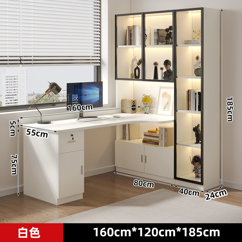흰색 컴퓨터 책상/160*80+40 사이드 캐비닛