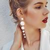 Elegant long earrings from pearl, Japanese and Korean, European style