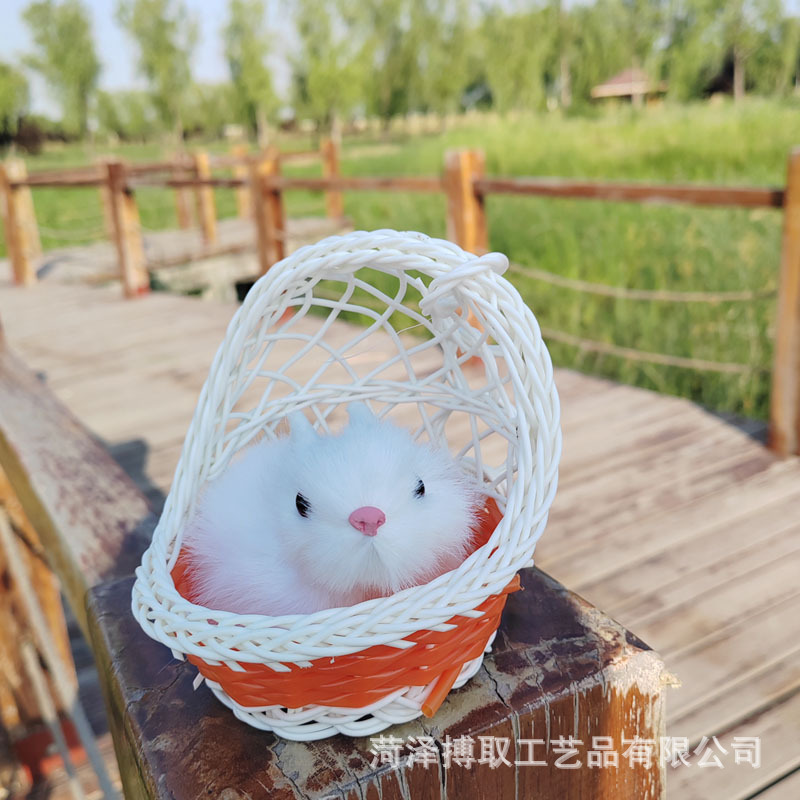 주황색 매달린 바구니 토끼