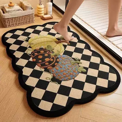 Avtomobil döşəmə paspasları – Household Carpet, Available for Dropshipping - checkerboard-pumpkin-cart-wave-4060cm-thickness-3mm