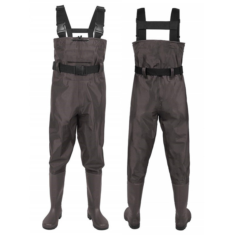 Source Factory High-End Quality Cross-Border Exclusive Fully Tested Nylon Pvc Waders Waterproof Fishing Waders Brown
