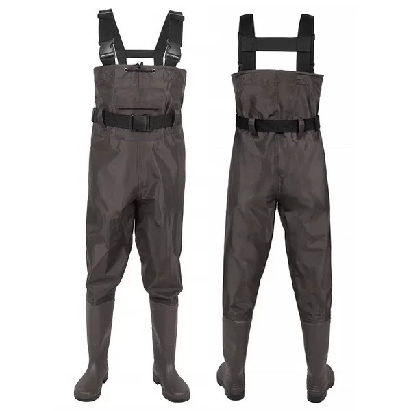 Source Factory High-End Quality Cross-Border Exclusive Fully Tested Nylon Pvc Waders Waterproof Fishing Waders Brown