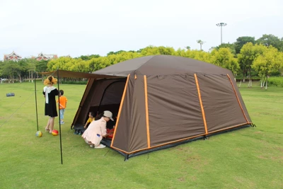 Avtomobil dam çadırları — sunscreen rainproof camping tent - brown-all-inclusive-pu-glue-large-size-8-12-people-430305200