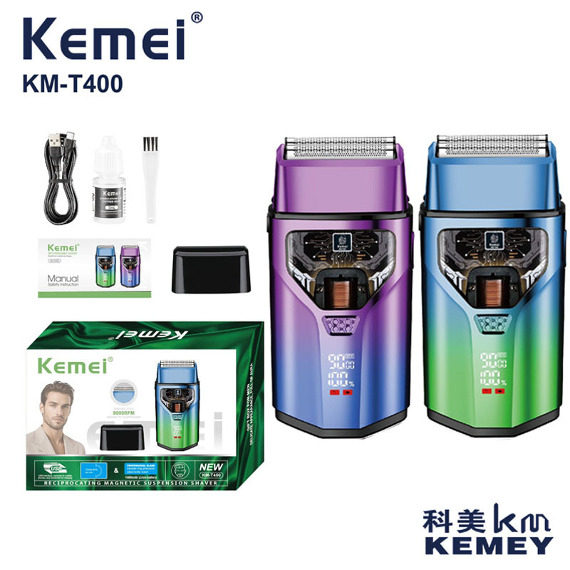 Kemei afeitadora eléctrica masculina KM-T400 afeitadora eléctrica recíproca ultra limpia afeitadora eléctrica