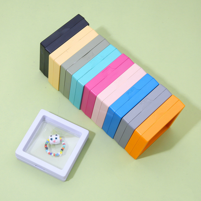 6#아크릴 PE 컬러 투명 보관함| 7x7cm, 10가지 색상 지정, 10개/팩