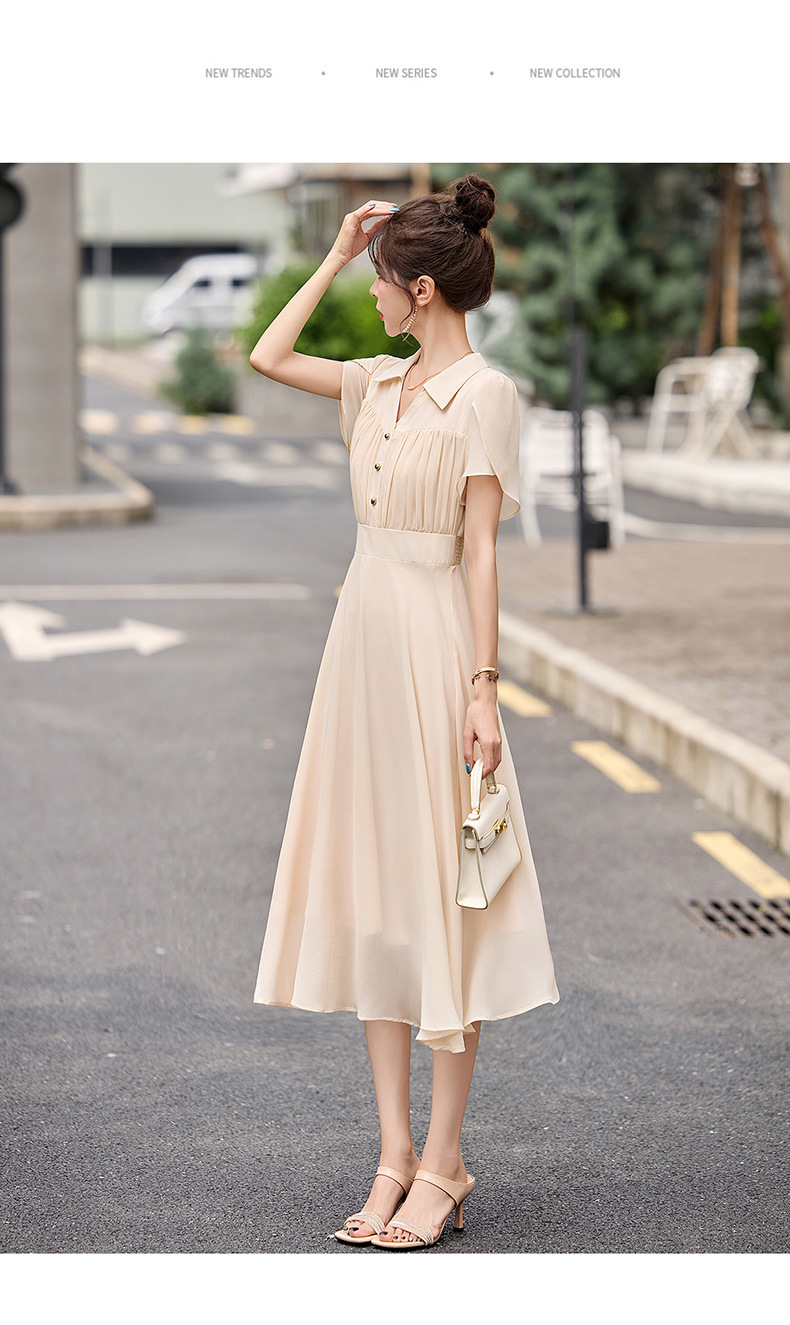 Đầm suông midi tay ngắn eo thắt dây che bụng cho nữ size lớn — màu đen, màu sắc chi tiết 17