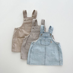 Ins Korean Children's Belted Skirt Spring 2023 New Small and Medium Children's Girls Baby Dress Cute Girl Denim Skirt