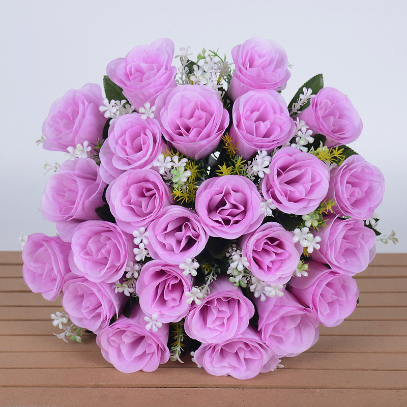 Ramos de rosas artificiales de seda (flores secas), para decoración de bodas (sendero), hogar, mesas o centros de mesa.