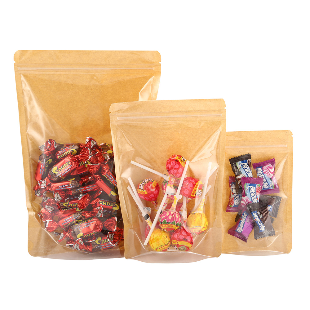 圆角牛皮纸阴阳自立自封袋内衣服装袋零食干果开心果袋烘焙饼干袋|ru