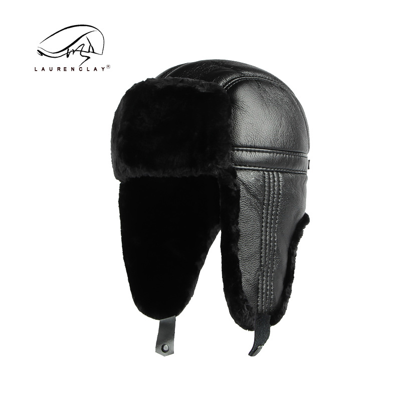 Pu Cuero cuero noreste algodón sombrero hombres al aire libre ciclismo impermeable a prueba de viento a prueba de nieve sombrero negro protección del oído caliente Lei Feng sombrero