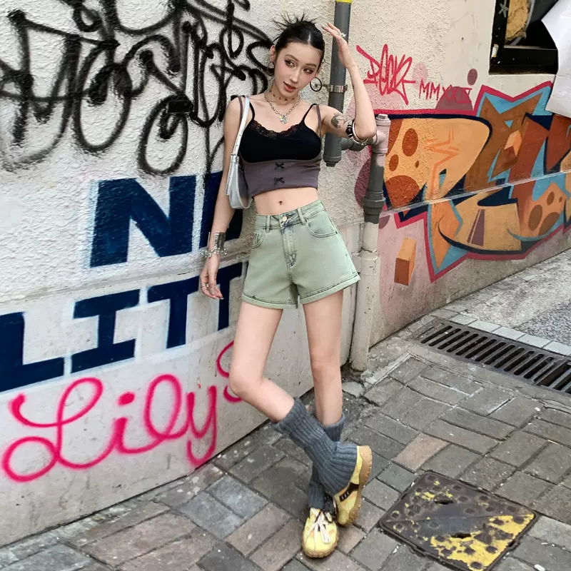 2025夏季主推款＆进阶腿精 性感包臀后袋拉链弹力美式辣妹牛仔短