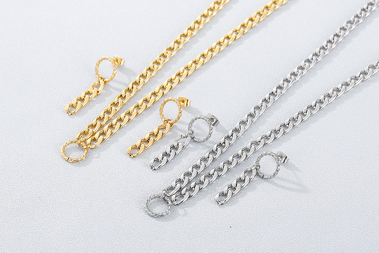 simple circle thick chain titanium earrings necklace chain set wholesale nihaojewelry