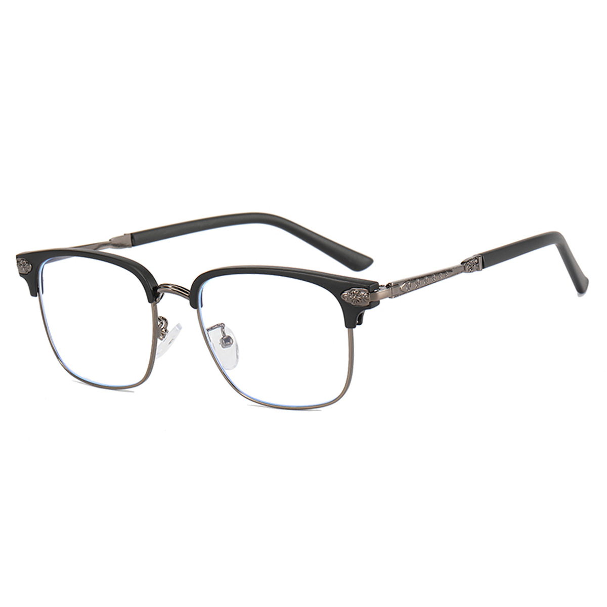 2021 gafas lisas de luz anti-azul las Gafas de metal retro de los hombres enmarcan las gafas lisas de medio Marco de las mujeres pueden equiparse con miopía 9305