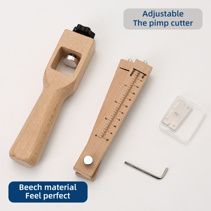 Cortador de correa con mango de madera ajustable, cortador de cuero hecho a mano, cortador de cuero, cortador de cuero, cortador de cuero