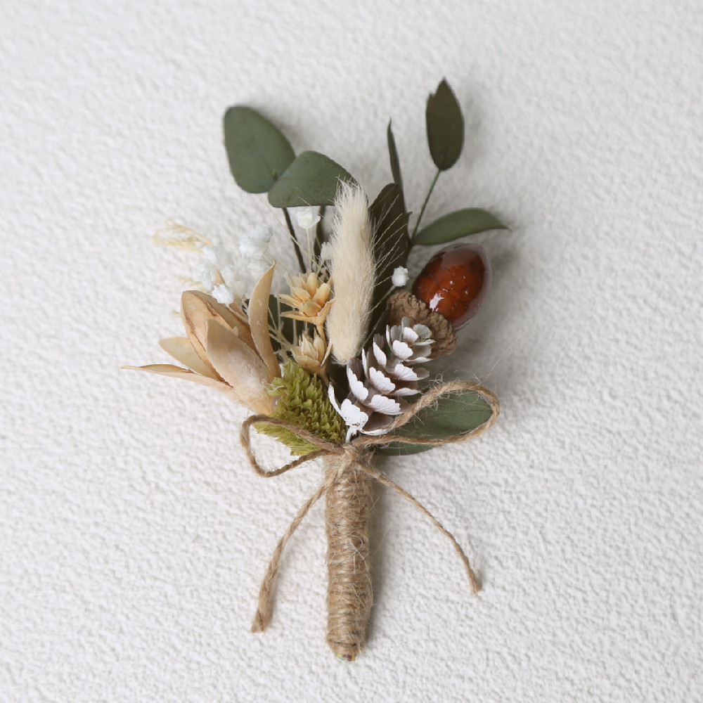 Flor fresca al por mayor flor seca ramillete novia y novio boda vestido de fiesta graduación ramillete accesorios fábrica