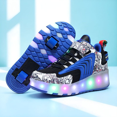 Foreign trade runaway shoes LED luminous pulley shoes boys and girls students sports two-wheel retractable skating flying shoes