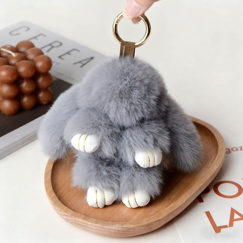 小さなウサギの毛皮ミニチュア装飾品、ウサギの毛皮バッグチャーム、ふわふわで可愛いランドセル、車のキーホルダー飾り|undefined