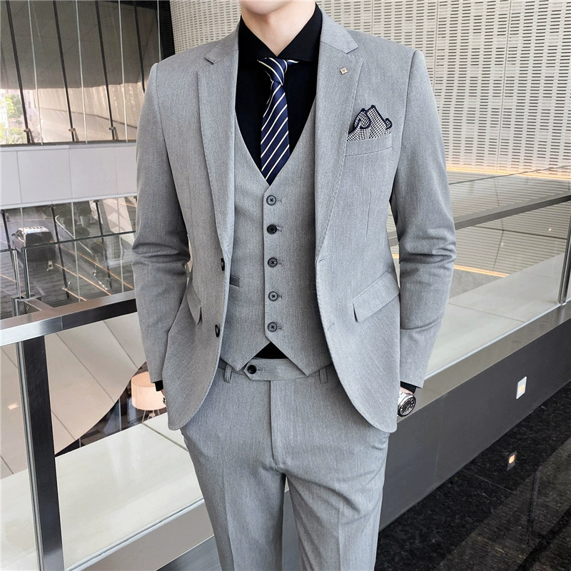  Men's set, classic suit jacket, 3 piece set, Korean style