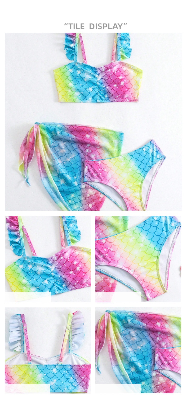 Mädchen Meerjungfrau Bikini Set Mit Trägern Für Den Sommer_voghion.com