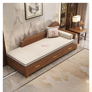 New Chinese Style Solid Wood Individual Chaise Longue, Toffee Chair, Elderly Chaise Longue, Beauty Couch, Living Room, Small Apartment Storage Lounge Chair