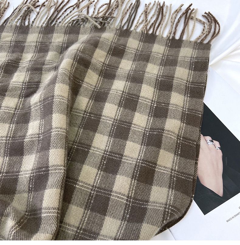 Sciarpa a quadri donna sciarpa con frange calda autunno inverno_voghion.com