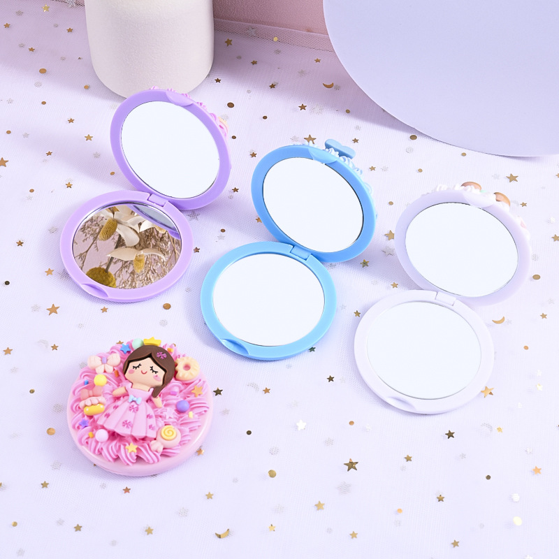 奶油胶diy专用镜子马卡龙糖果色手工diy材料包化妆镜奶油胶镜子