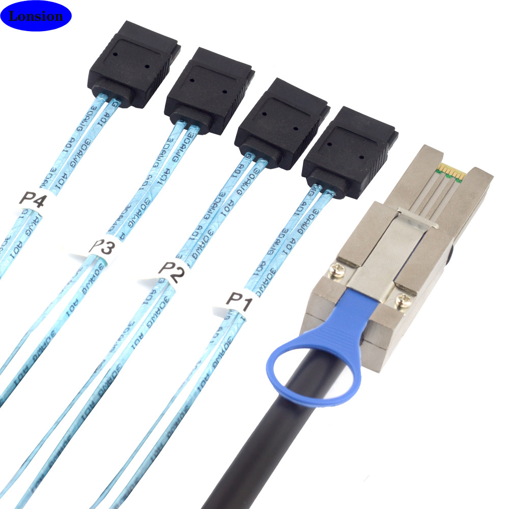 MINI SAS HD SFF-8088转4X SATA 7P母不带弹片服务器硬盘连接线