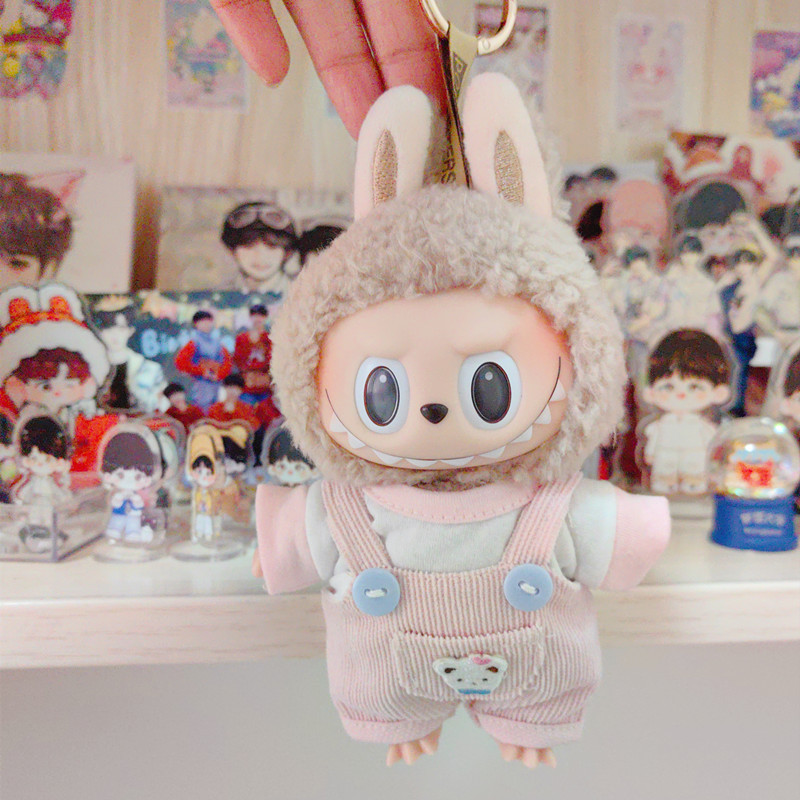 Labubu accesorios de ropa 15cm colgante tire paño muñeca ropa oso suspender pantalones camiseta traje