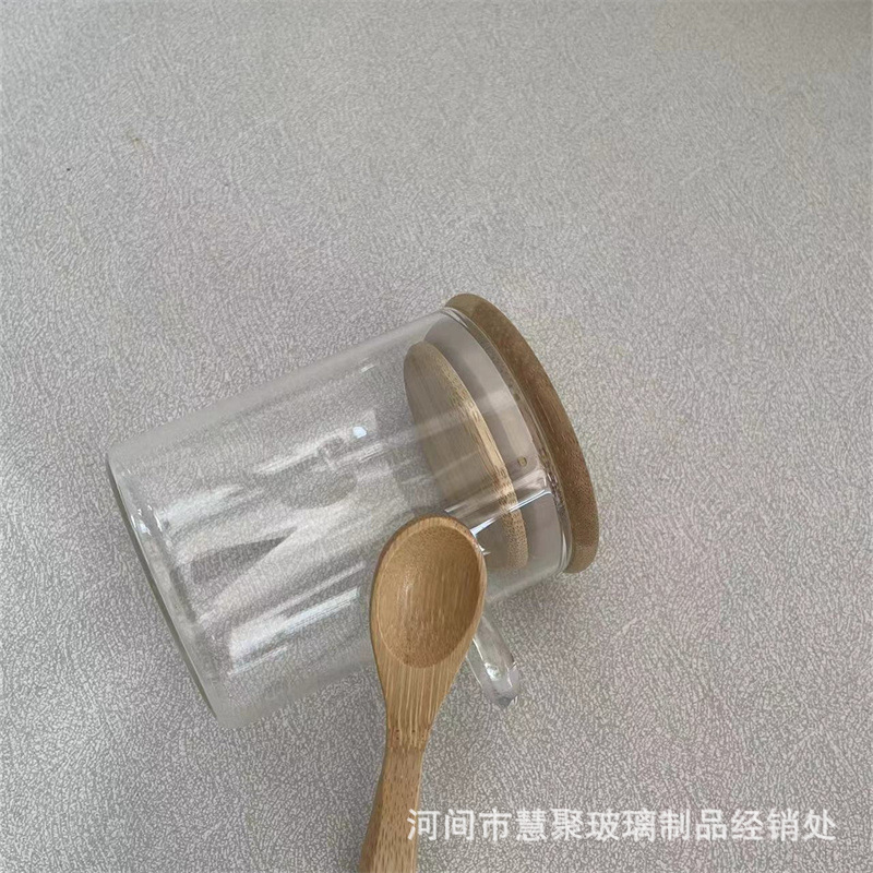 テム調味料瓶ガラス瓶キッチン調味料塩瓶スプーン付き保存瓶収納瓶密封瓶セット竹蓋|undefined