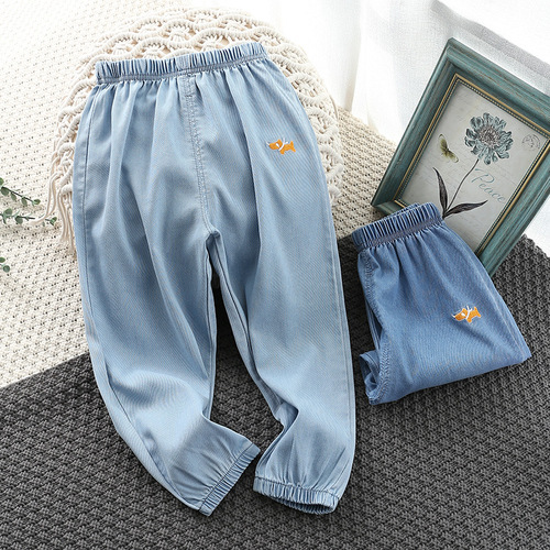 2024 New Children's Summer Tencel Denim Jeans Loose Unisex Kids Denim Jeans Kindergarten Daily Wear