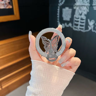 Glitter Butterfly Mobile Phone Holder Adhesive Foldable Magnetic Support Desktop Drama Artifact Universal Adhesive
