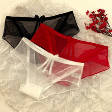 新款蕾丝内裤女 性感低腰舒适无痕网纱透明镂空诱惑少女三角裤