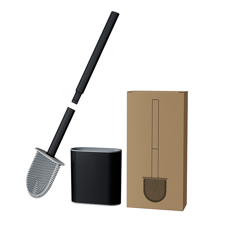 Xiangjia montado en la pared de mango largo cepillo de inodoro con base hogar pegamento flexible traje de cepillo de baño multifuncional cepillo de limpieza de inodoro