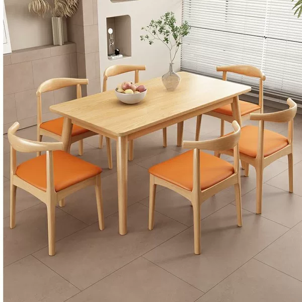 Nordic Solid Wood Dining Table for Small Apartments, Rectangular Dining Table and Chairs, Commercial Fast Food Dining Table and Chair Set