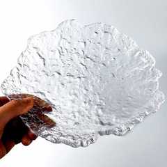 日式水晶玻璃茶盤手工冰露不規則簡約水果圓餐盤壽司長盤壺承碟子