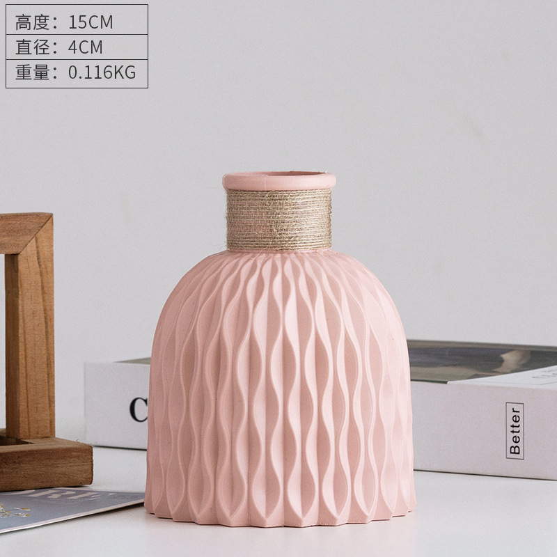 Florero de plástico nórdico anti-caída Arreglo floral para el hogar Sala de estar Decoración creativa moderna Florero de flores secas