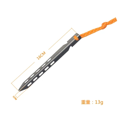 Cross-border outdoor tent canopy ground nail titanium alloy camping camping beach snow tent nail V-shaped rope 16cm (Çadırlar) - silver-v-shaped-ground-nail-belt-rope