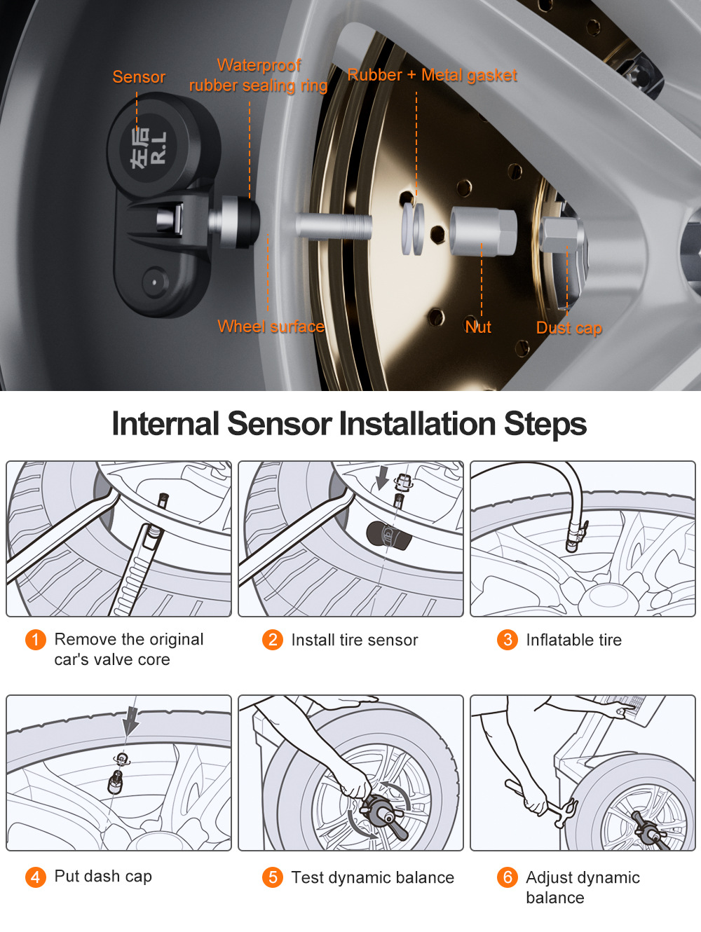 Motorcycle Tire Pressure Monitoring Sensor External Internal Tire Replacement Tire Detector Electric Vehicle Air Pressure