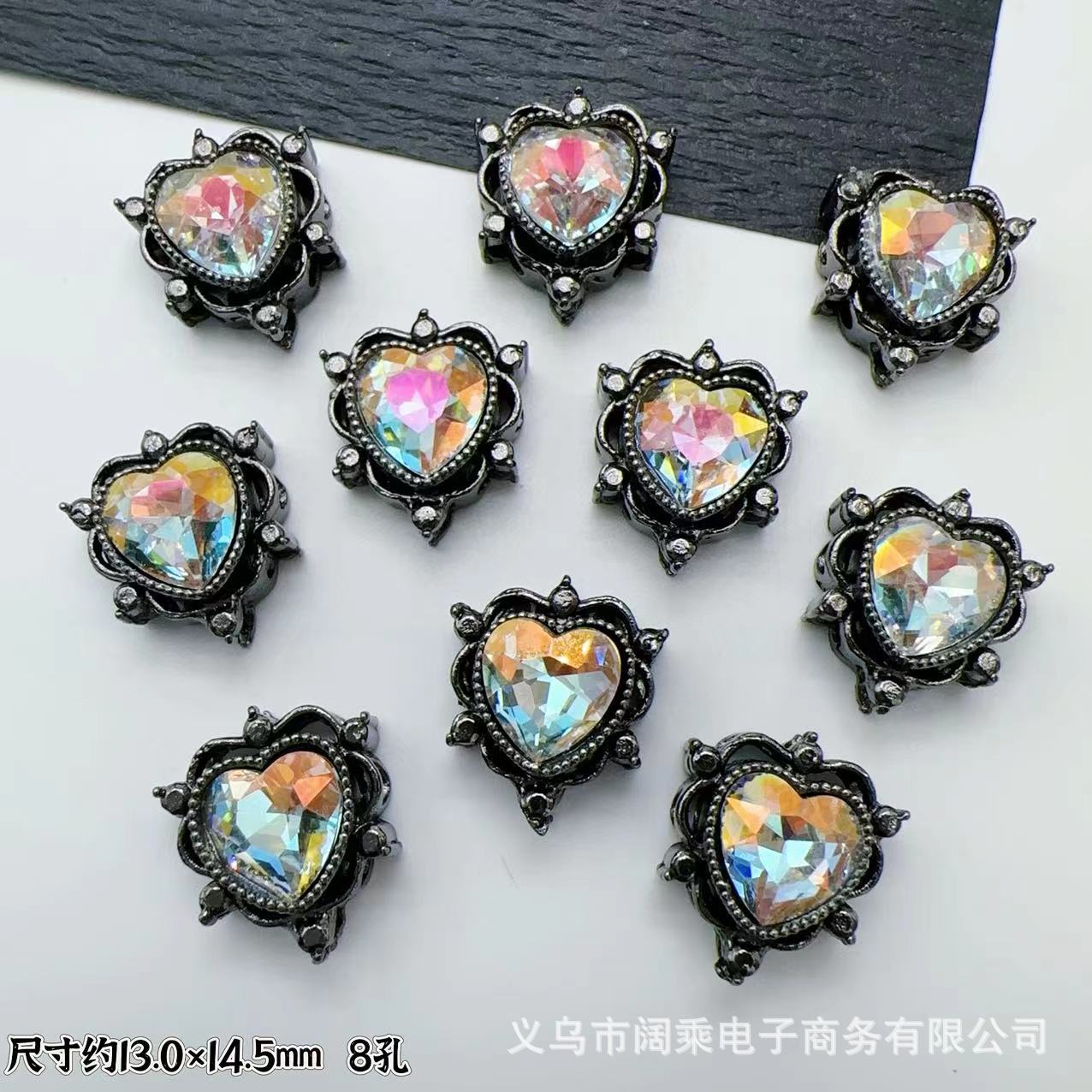 マイクロ象嵌ジルコニウムダイヤモンドマルチカラーピーチハートラブ8穴ビーズリング表面DIYビーズブレスレットネックレスジュエリーアクセサリー