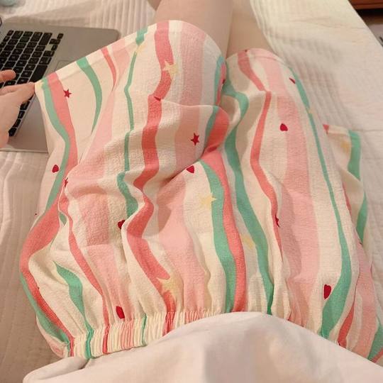 Walking Pants Instagram Style Summer Cartoon Printed Casual Loose New Style Thin Pajama Pants Women's Shorts Home Pants Summer