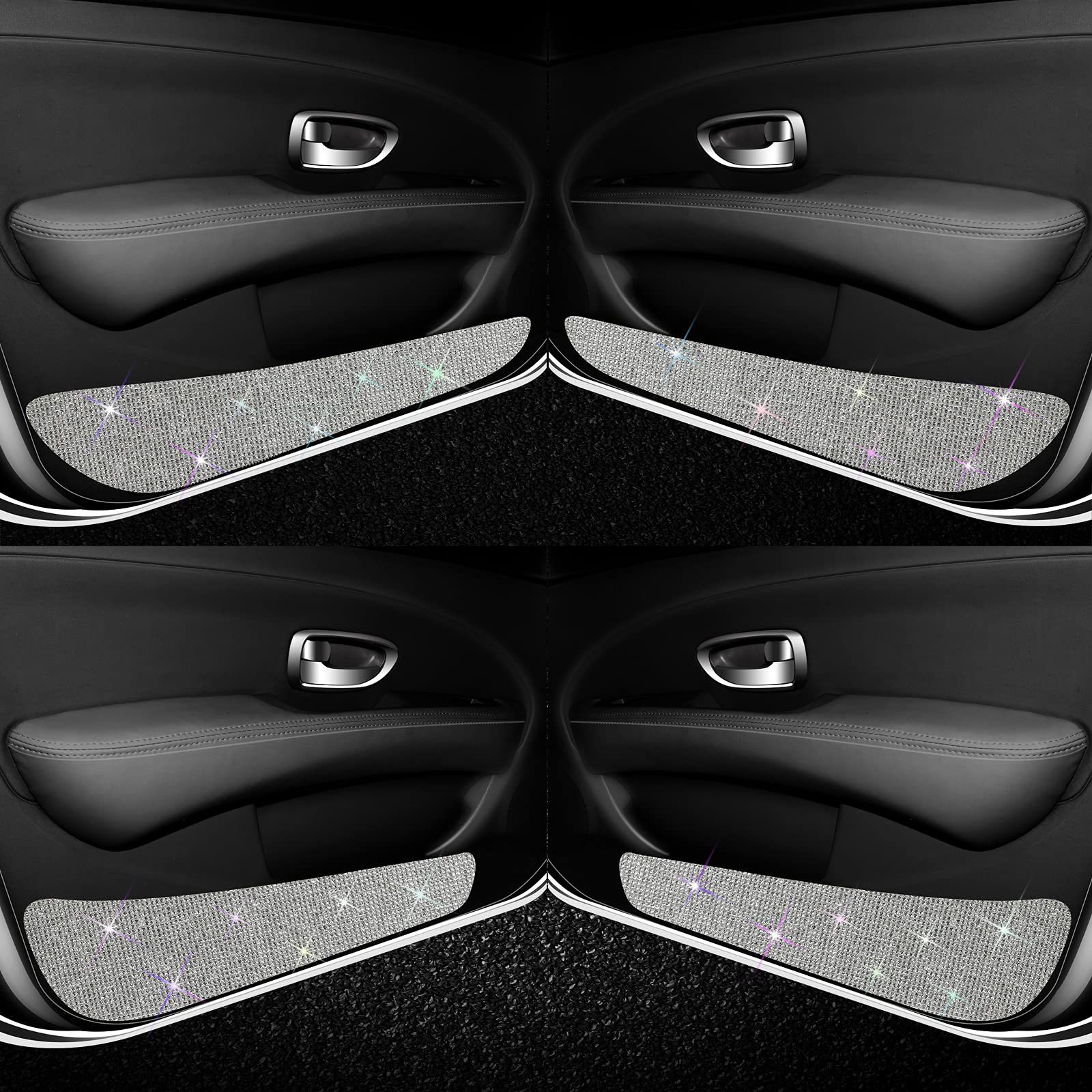 Car Armrest Box Pad Protective Cover with Rhinestones for Vehicle Interior Use, Full Rhinestone, Rhinestone with Sparkling Diamonds Armrest Cover